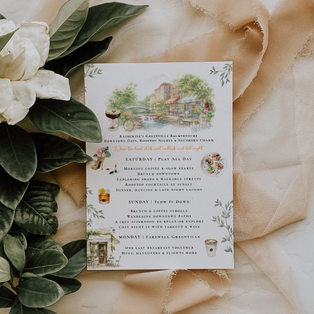 Greenville SC Bachelorette Weekend Itinerary Einladung (Von Creator hochgeladen)