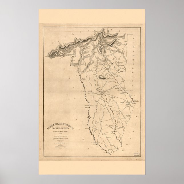 Greenville, SC Historic Vintag Wall Art Poster (Vorne)