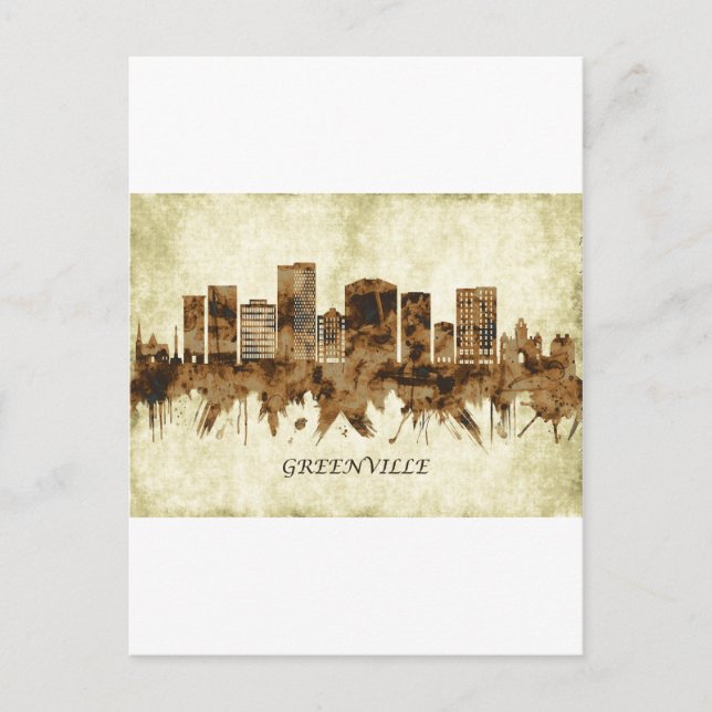 Greenville South Carolina Cityscape Einladungspostkarte (Vorderseite)