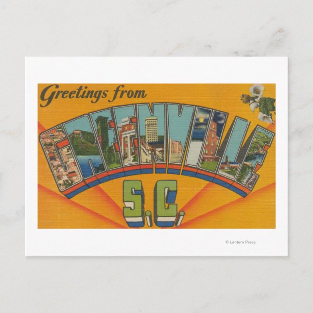 Greenville, South Carolina - Große Buchstabenszene Postkarte (Vorderseite)