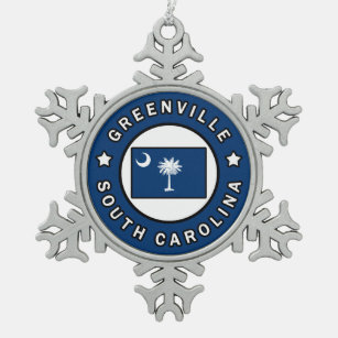 Greenville South Carolina Schneeflocken Zinn-Ornament
