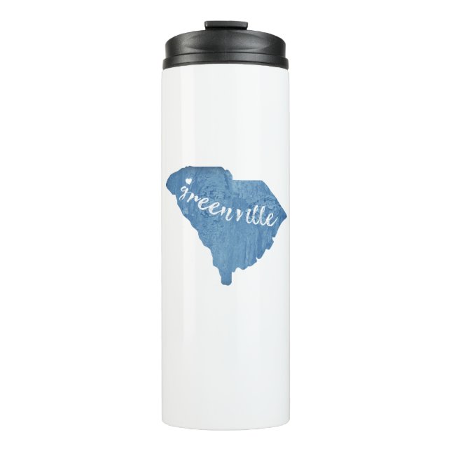Greenville South Carolina Wood Grain Thermosbecher (Vorderseite)
