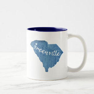 Greenville South Carolina Wood Grain Zweifarbige Tasse