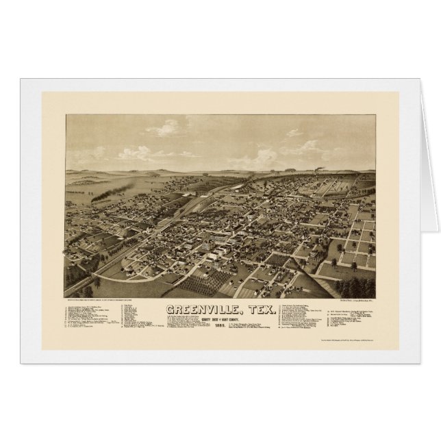 Greenville, TX panoramische Karte - 1886 (Vorderseite (Horizontal))