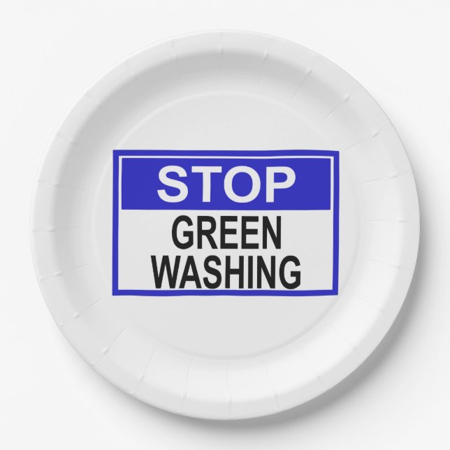 Greenwash-Zeichen beenden Pappteller (Vorderseite)