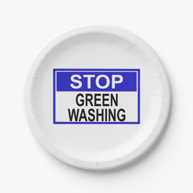 Greenwash-Zeichen beenden Pappteller (Vorderseite)