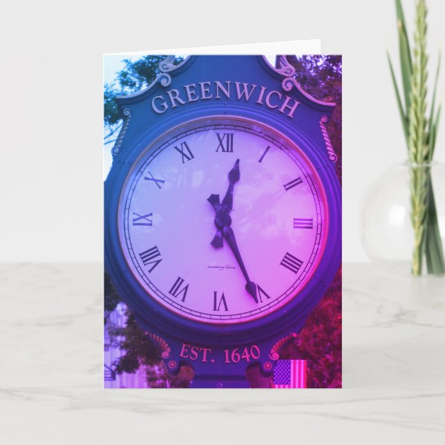 Greenwich Avenue Post Clock, Greenwich, CT Karte (Vorderseite)