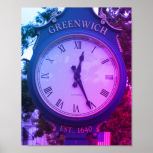 Greenwich Avenue Post Clock, Greenwich, CT Poster