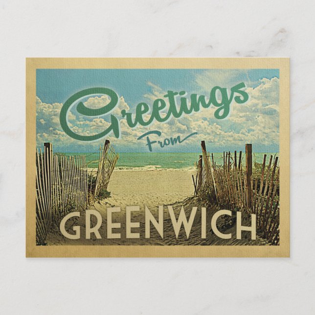 Greenwich Connecticut Beach Vintage Travel Postkarte (Vorderseite)