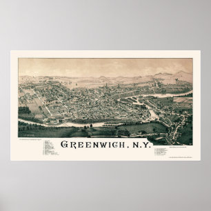 Greenwich, NY panoramische Karte - 1885 Poster