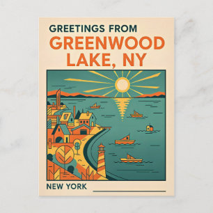 Greenwood Lake NY Retro-Reise  Postkarte