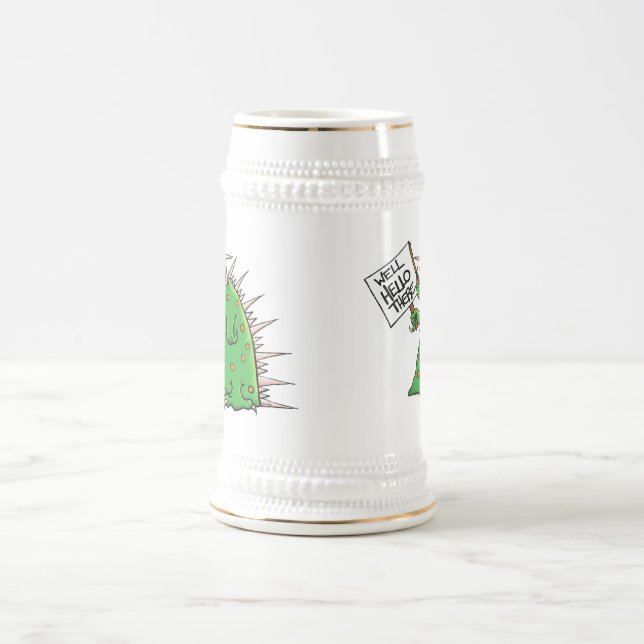 Greep Stein Weiß und Gold Bierglas (Mittel)