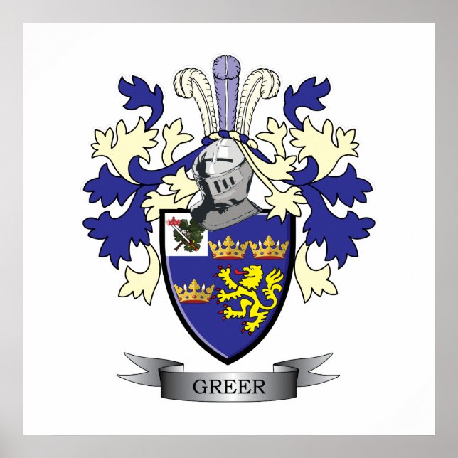 Greer Family Crest Coat of Arms Poster (Vorne)