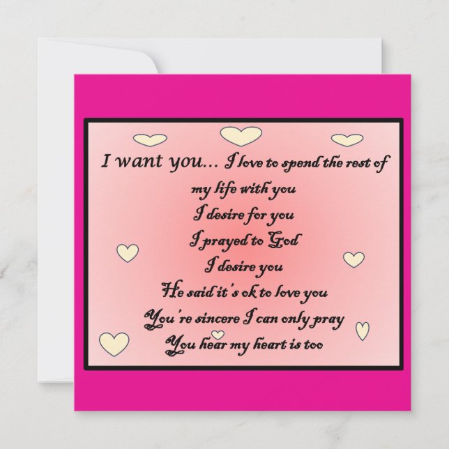 Greeting card 'I want you" Karte (Vorderseite)