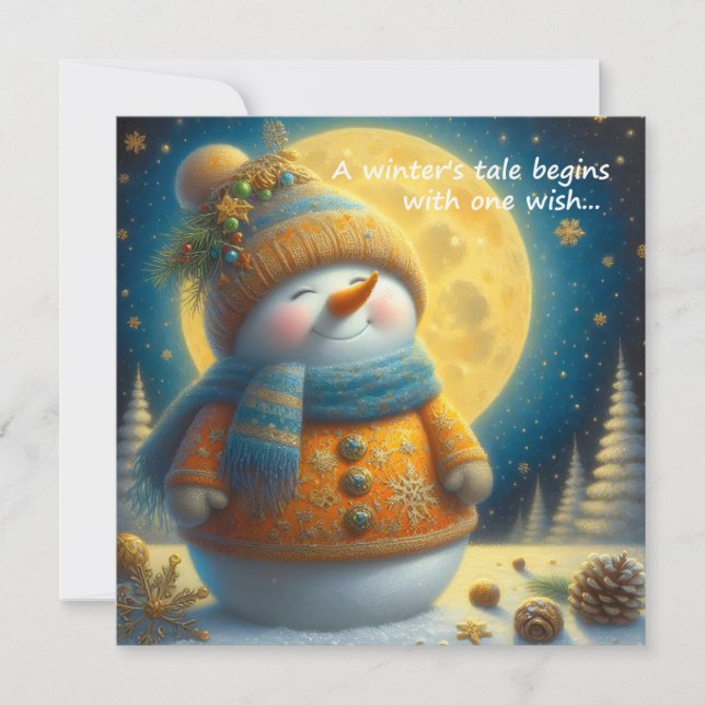 Greeting card with a cute snowman (Vorderseite)