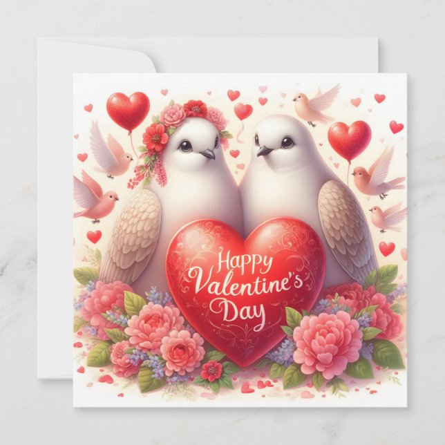 Greeting card with doves in love (Vorderseite)