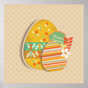 Greeting card with Easter egg symbol Poster