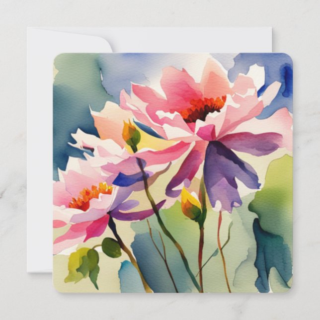 Greeting Card with Watercolor Flowers - 2 Mitteilungskarte (Vorderseite)