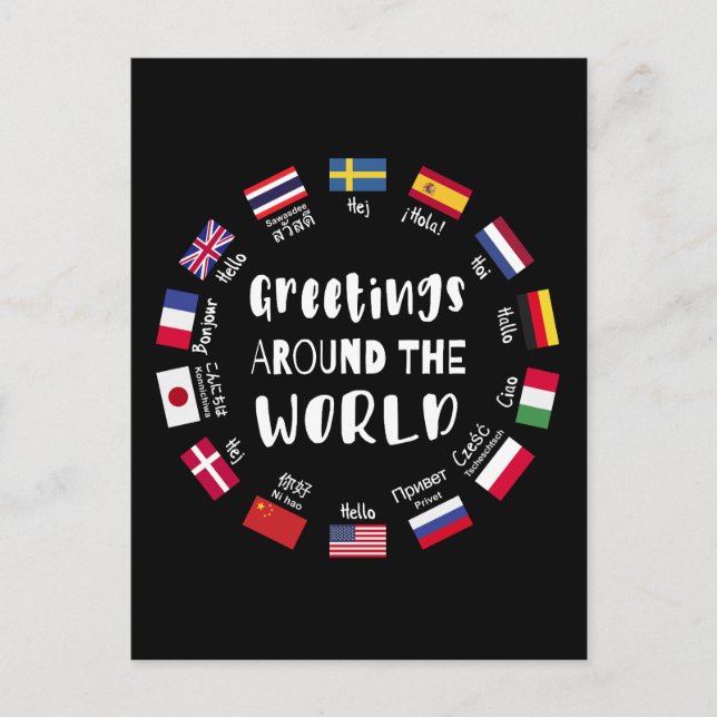 Greetings around the world - Hello in all language Postkarte (Vorderseite)
