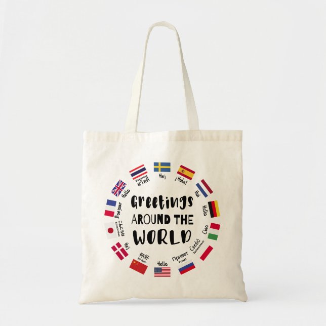 Greetings around the world, Hello in all languages Tragetasche (Vorne)
