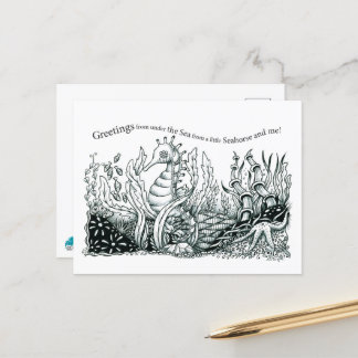 Greetings from a little seahorse postkarte