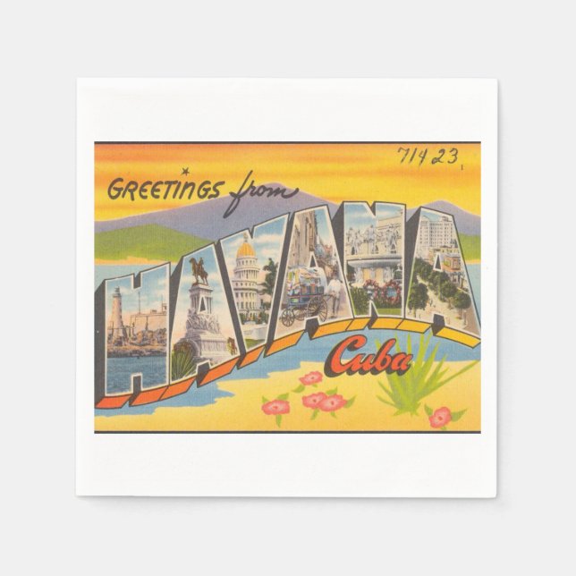 Greetings From Havana Cuba Serviette (Vorderseite)