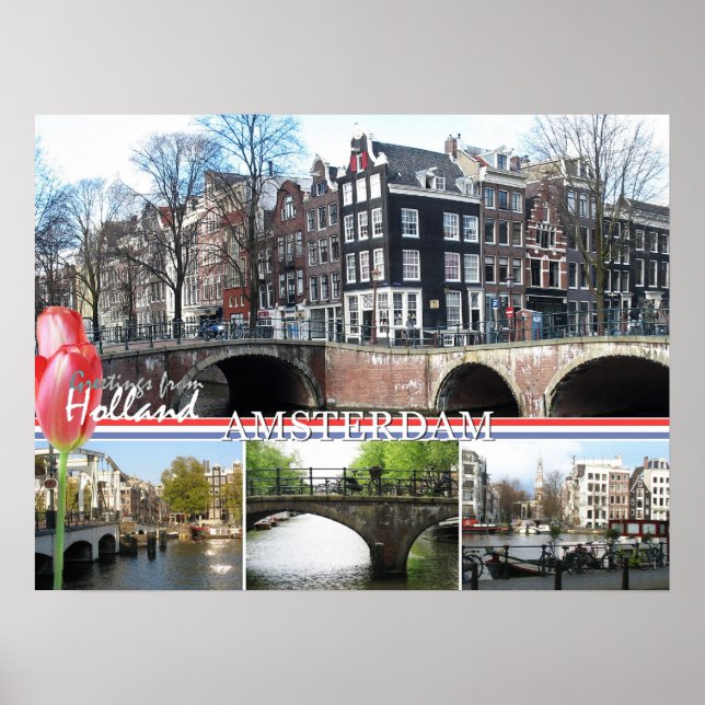 Greetings from Holland - Amsterdam Poster Print (Vorne)