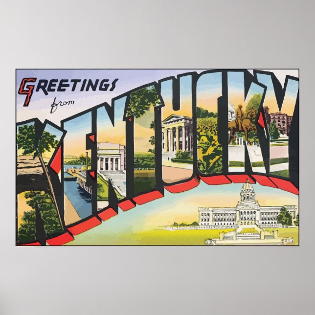 Greetings From Kentucky, Vintage Poster (Vorne)