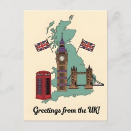 Greetings from the UK British Landmarks Travel Postkarte