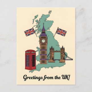 Greetings from the UK British Landmarks Travel Postkarte