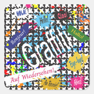 Greetings Graffiti Quadratischer Aufkleber