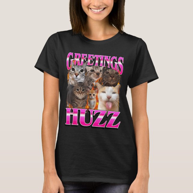 Greetings Huzz Funny Cat Meme Bootleg Graphic Men  T-Shirt (Vorderseite)