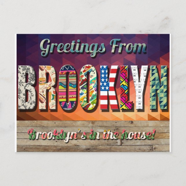 GREETINGS VON BROOKLYN POSTCARD! POSTKARTE (Vorderseite)