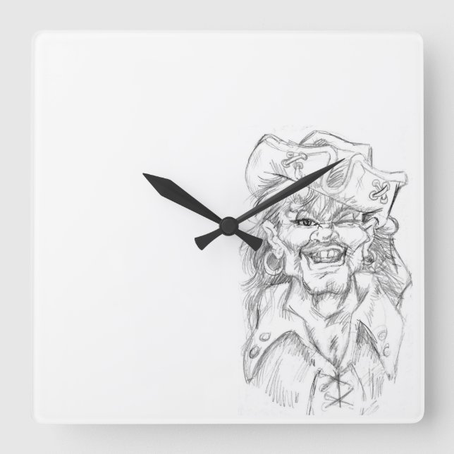 Greetin's Matey! Quadratische Wanduhr (Vorderseite)