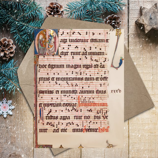 Gregorian Mittelalterlicher Chant Drei Könige Postkarte (Medieval Gregoriant Chant Epiphany Three Kings Day Catholic Christian Religious Postcard)