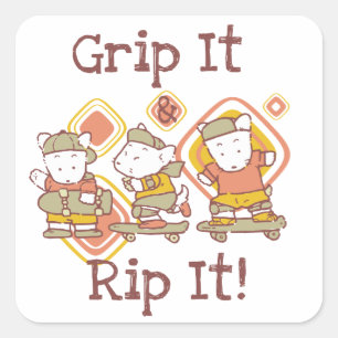 Greif es ein und rippe es Skateboarding Quadratischer Aufkleber