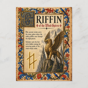 Greif, mittelalterliche Bestiarien-Kunst Postkarte