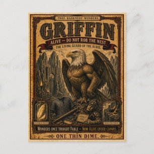 Greif, Vintage Zirkus Monster Postkarte