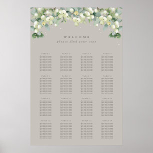 Greige 24x36" 16 Tische mit 10 Sitzen Chart Poster