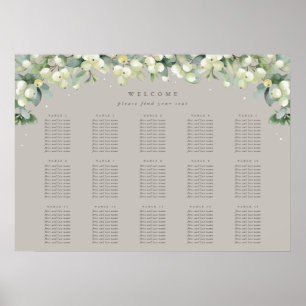 Greige 28x20" 15 Tische Sitzplan Poster mit 10 Plä