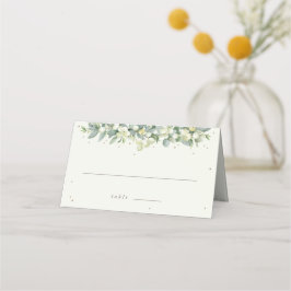 Greige/Cream Snowberry+Eucalyptus Wedding Platzkarte