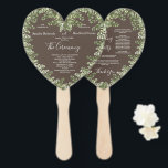 Greige Eukalyptus Herbst Herbst Gestalt Fächer<br><div class="desc">Herbstgraubraun Hintergrund Eleganter Eukalyptus und Hochzeitsfeier Programm herzförmige Hand Fan. Ideal für Herbst- oder Herbsthochzeiten. Das elegante Blattwerk harmoniert gut mit vielen Hochzeitssuite-Designs.</div>