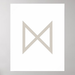 Greige Geometric Dagaz (Day) Viking Rune Poster