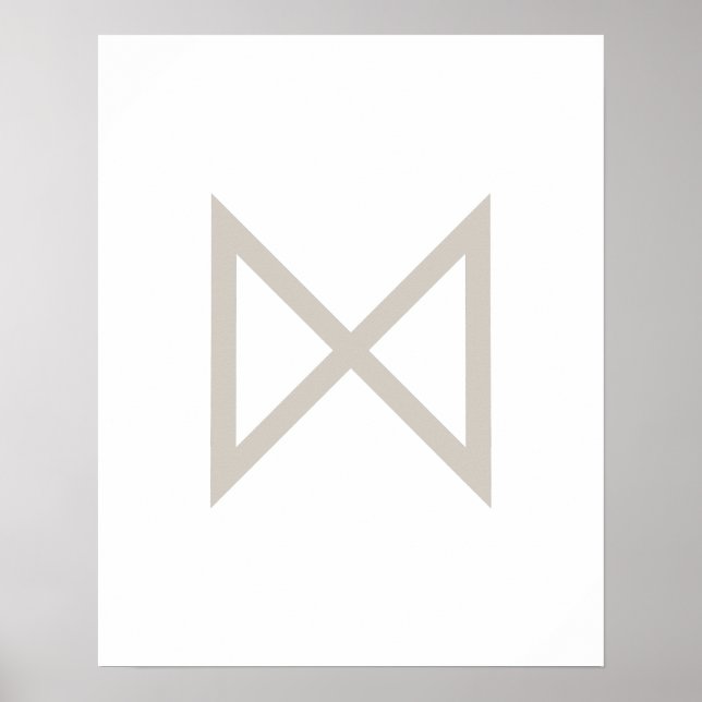 Greige Geometric Dagaz (Day) Viking Rune Poster (Vorne)