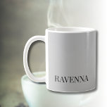 Greige Luxury Serif Personalized Custom Name Kaffeetasse<br><div class="desc">This greige personalized product features a refined black name written in a classic serif font, making it a timeless luxury custom gift for her. The soft greige background paired with the elegant typography creates a clean and sophisticated design that feels modern yet understated. Personalize it with any name to create...</div>
