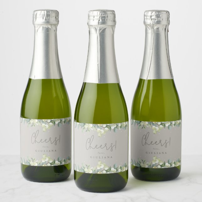 Greige Snowberry+Eucalyptus Brautparty Mini (Flaschen)