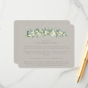 Greige Snowberry+Eucalyptus Garland Wedding Info Begleitkarte