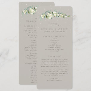 Greige Snowberry+Eucalyptus Stem Winter Wedding Programm