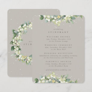 Greige Snowberry+Eucalyptus Wedding Itinerary Begleitkarte