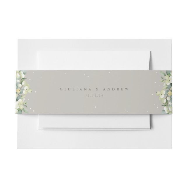 Greige Snowberry+Eucalyptus Wedding Landscape Einladungsbanderole (Vorderseite Beispiel)